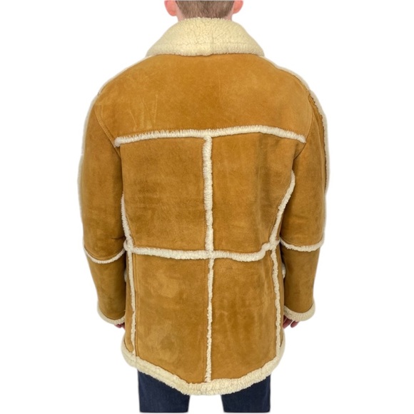 ❣️HP❣️Authentic Shearling Leather Coat Chestnut Brown and Ivory L/XL - Picture 4 of 14